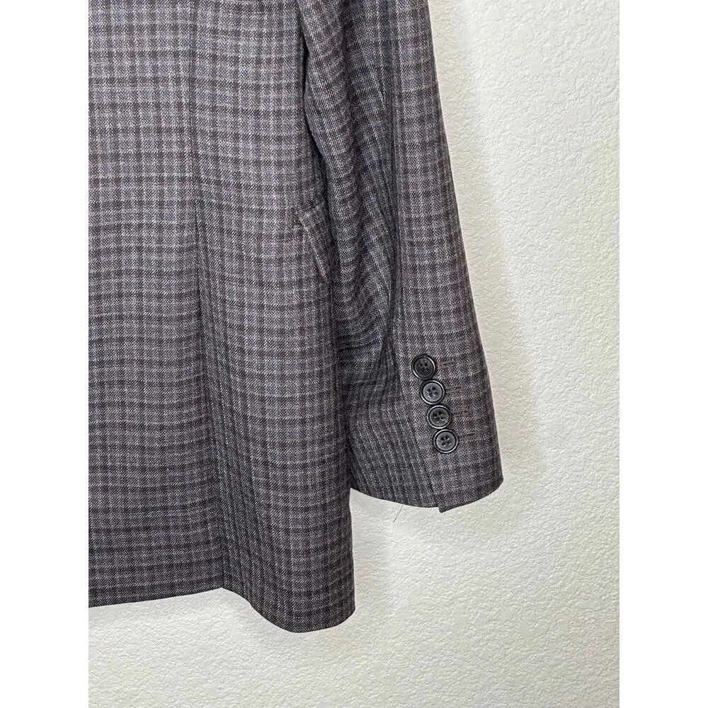 Ralph by Ralph Lauren Blazer Jacket Mens 42R Slim Fit Brown Blue Check Lined